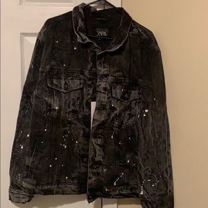 Zara Black Acid Wash Denim Jacket